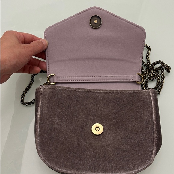 Anthropologie Grey Velvet Crossbody Bag w/ Handle - Picture 6 of 7
